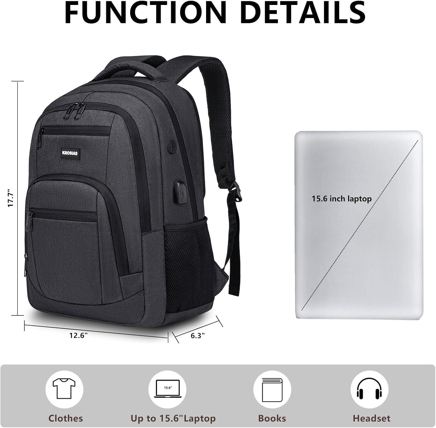 imageBackpack for Men and Women School Backpacks for Teens Boys 156 inch Computer Laptop Bag Waterproof College Back Pack with Charger for Work Business Travel Black