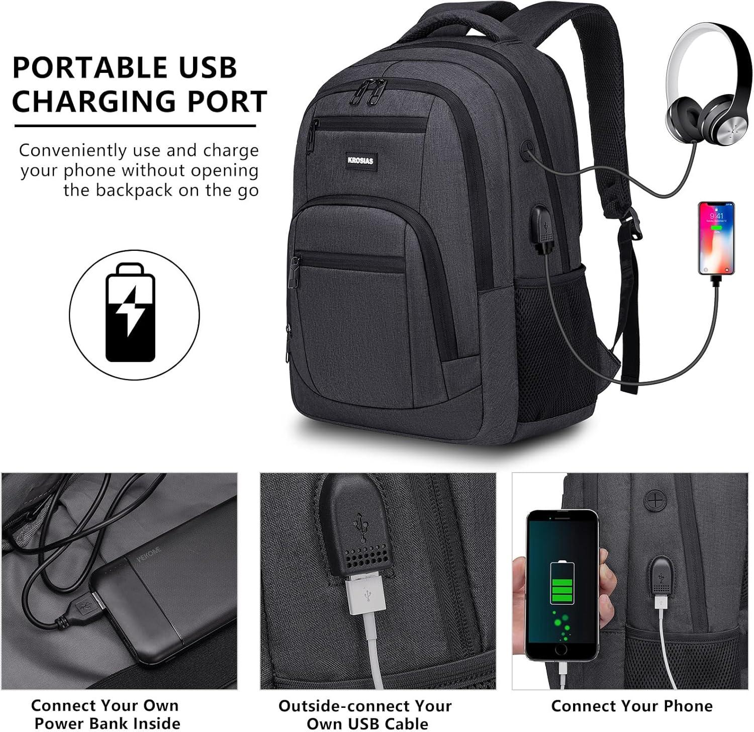 imageBackpack for Men and Women School Backpacks for Teens Boys 156 inch Computer Laptop Bag Waterproof College Back Pack with Charger for Work Business Travel Black