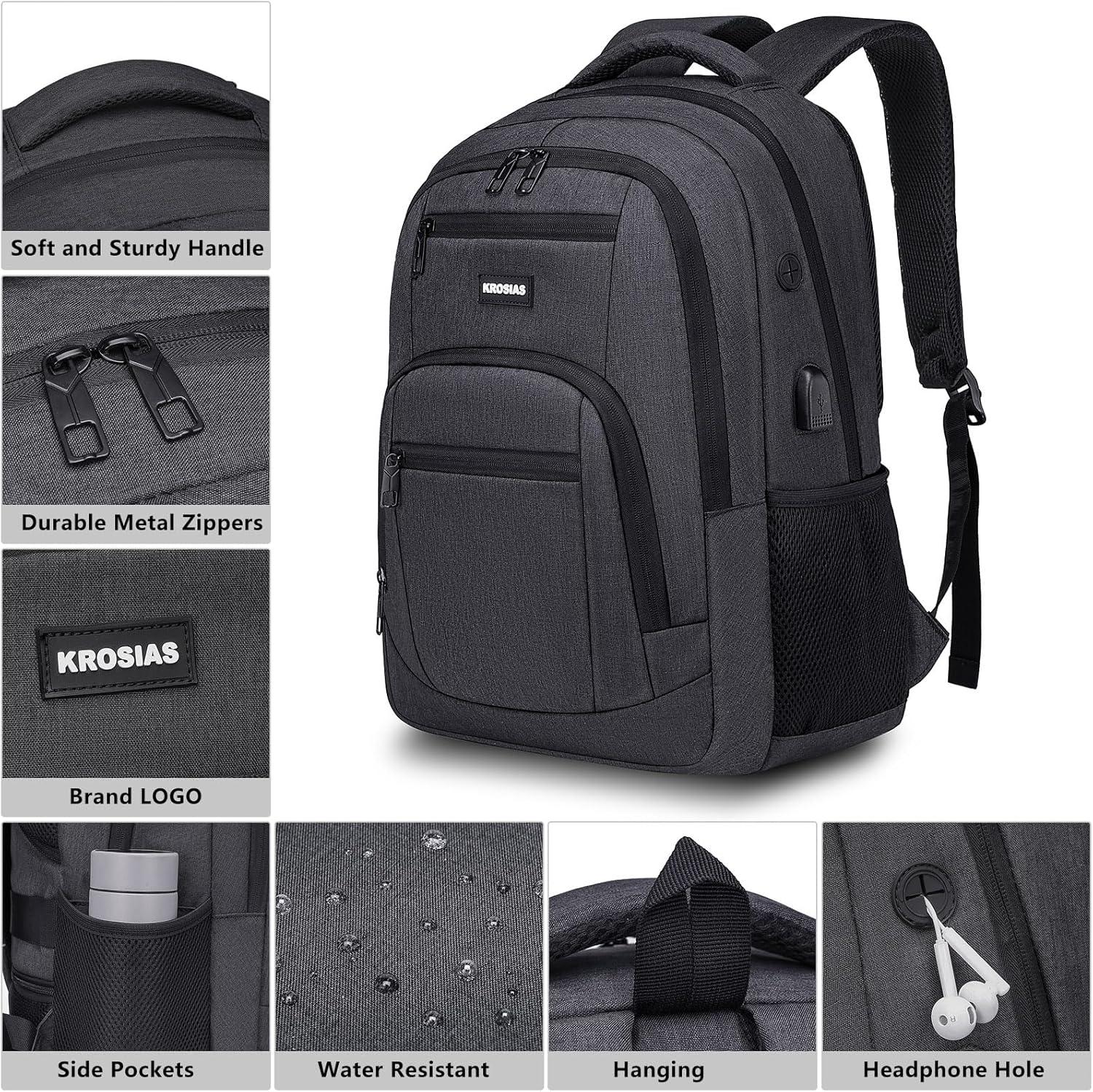 imageBackpack for Men and Women School Backpacks for Teens Boys 156 inch Computer Laptop Bag Waterproof College Back Pack with Charger for Work Business Travel Black