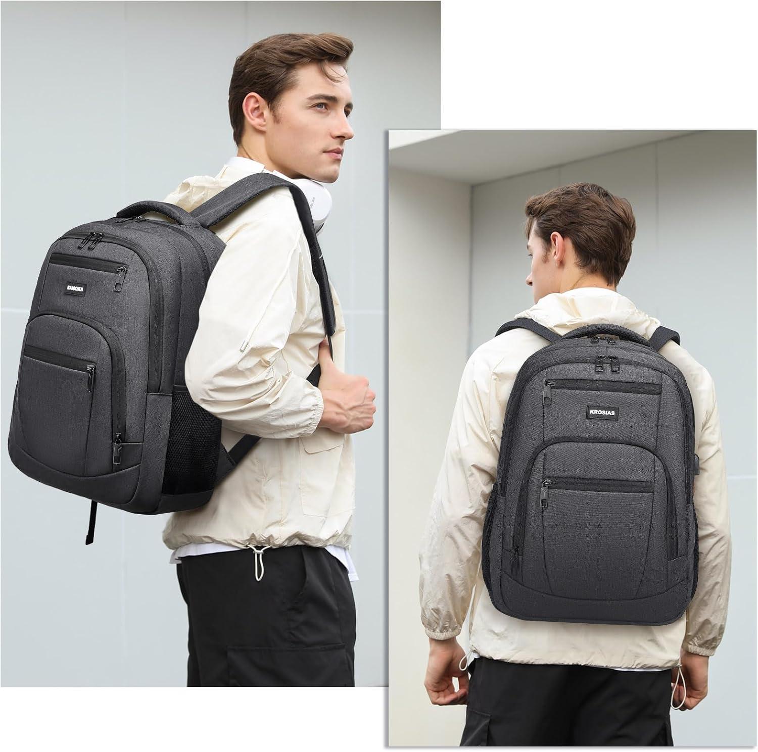imageBackpack for Men and Women School Backpacks for Teens Boys 156 inch Computer Laptop Bag Waterproof College Back Pack with Charger for Work Business Travel Black