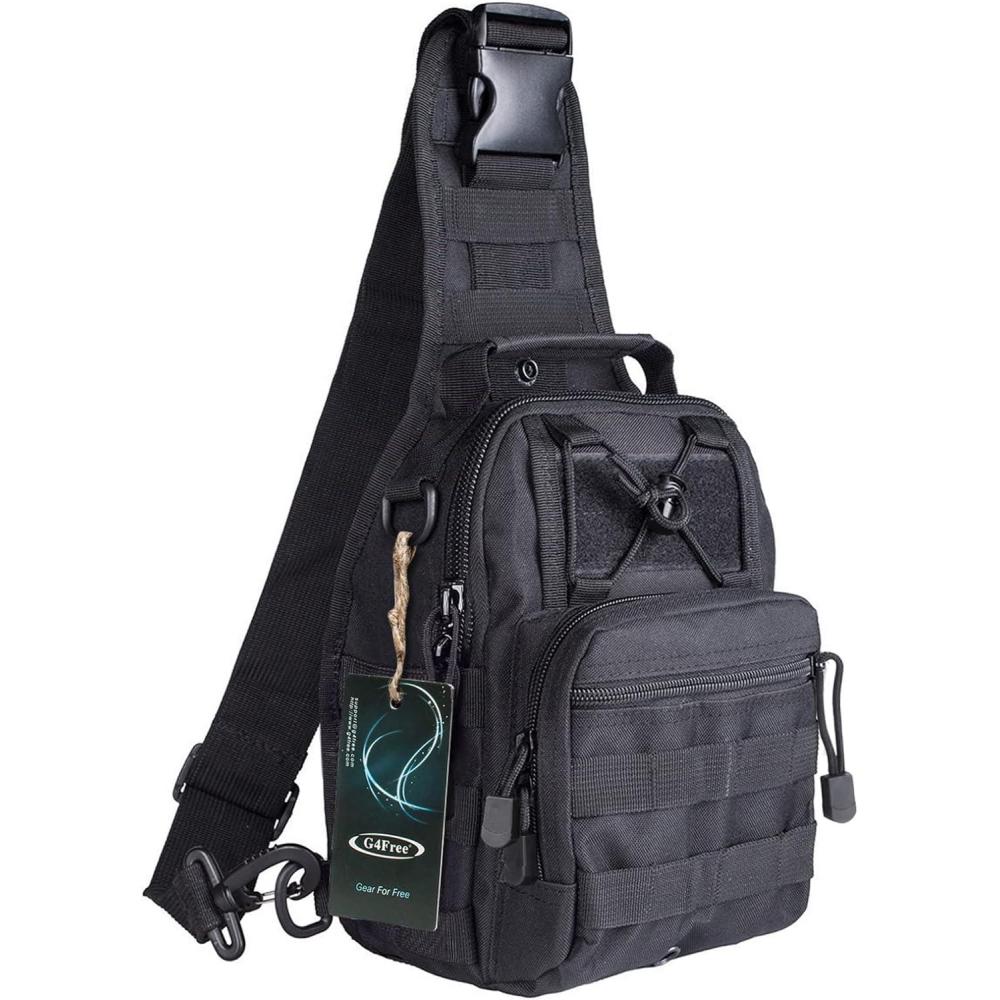 imageG4Free Outdoor Tactical Bag Backpack Military Sport Bag Pack Sling Shoulder Backpack Tactical Bag for Every Day CarryBlack
