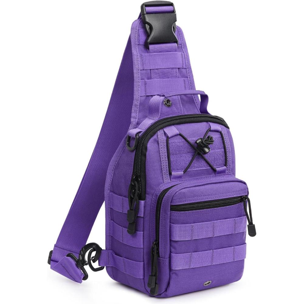 imageG4Free Outdoor Tactical Bag Backpack Military Sport Bag Pack Sling Shoulder Backpack Tactical Bag for Every Day CarryDark Purple