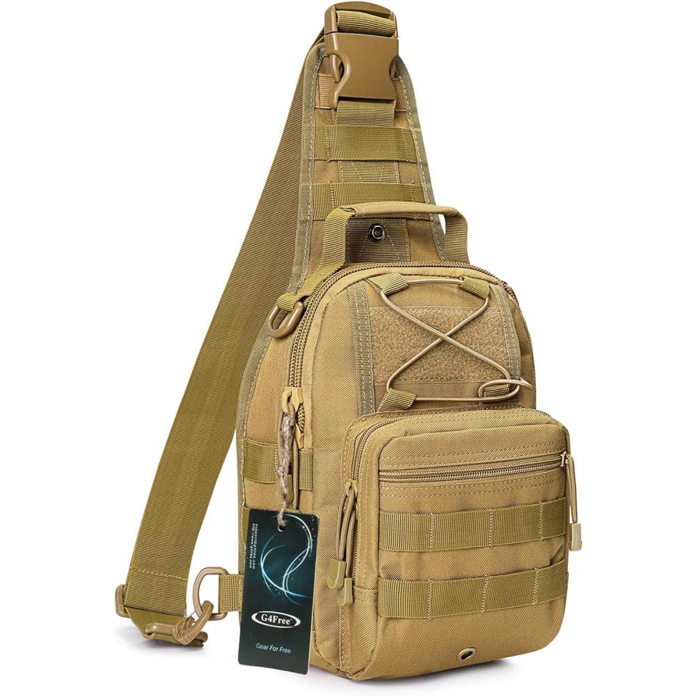 imageG4Free Outdoor Tactical Bag Backpack Military Sport Bag Pack Sling Shoulder Backpack Tactical Bag for Every Day CarryTan