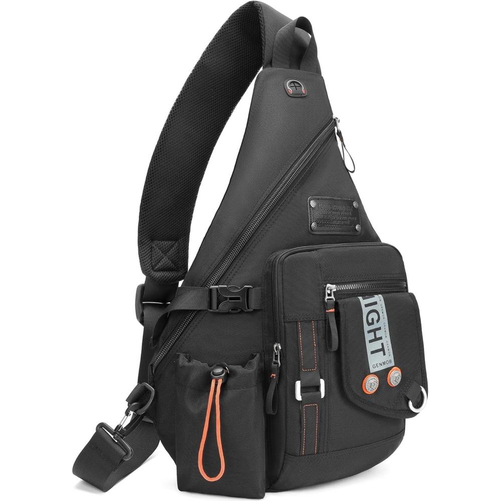 imageNICGID Sling Bag Backpack 133 141 Laptop Bag Crossbody Shoulder Chest Backpacks Travel Outdoors for Men WomenBlack2609