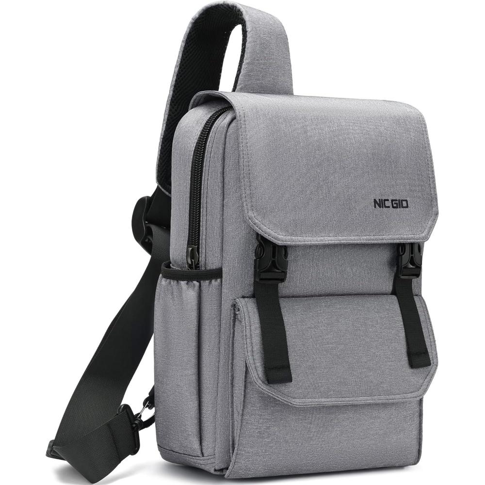 imageNICGID Sling Bag Backpack 133 141 Laptop Bag Crossbody Shoulder Chest Backpacks Travel Outdoors for Men WomenGrey036