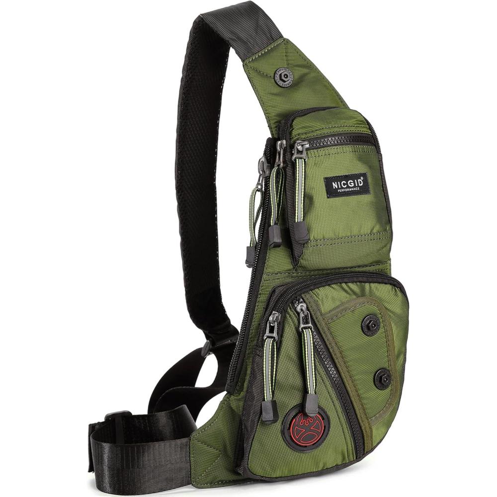 imageNICGID Sling Bag Chest Shoulder Backpack Crossbody Bags Casual Daypack for Men WomenArmy Green