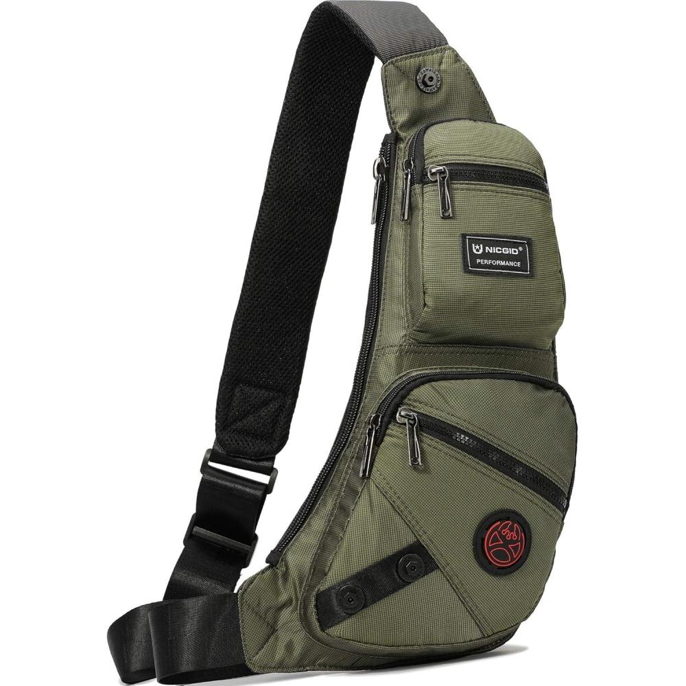 imageNICGID Sling Bag Chest Shoulder Backpack Crossbody Bags Casual Daypack for Men WomenArmy Green1