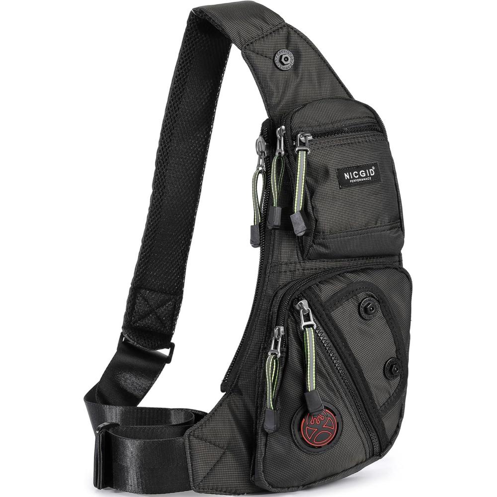 imageNICGID Sling Bag Chest Shoulder Backpack Crossbody Bags Casual Daypack for Men WomenBlack