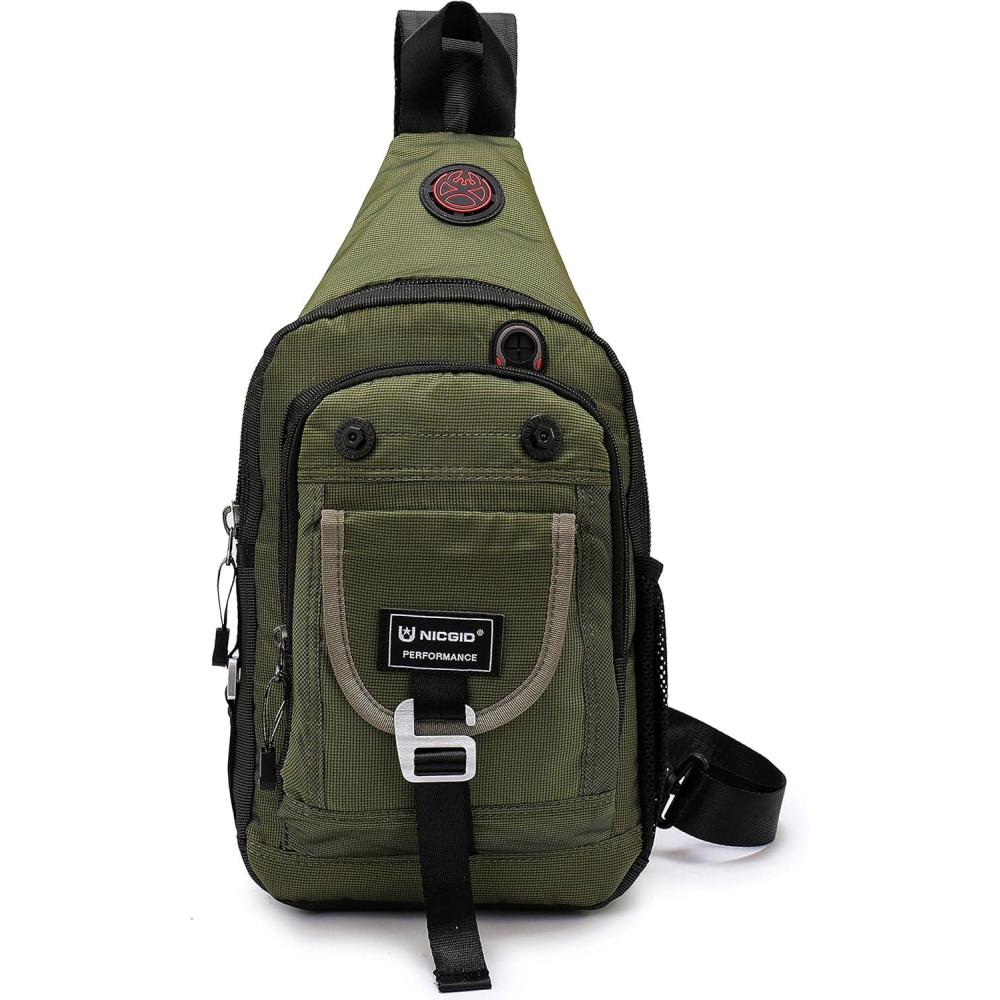 imageNICGID Sling Bag Chest Shoulder Backpack Crossbody Bags for Tablet Laptop Outdoor Hiking Men WomenArmy Green2664