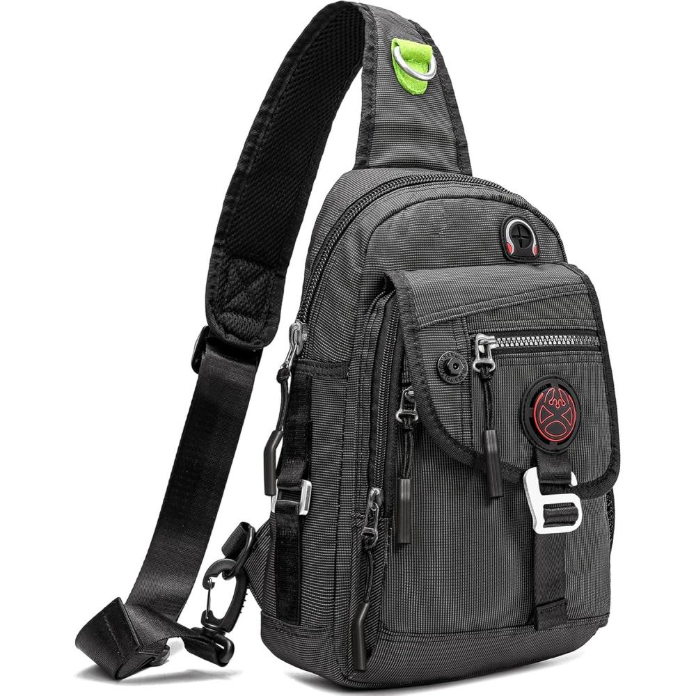 imageNICGID Sling Bag Chest Shoulder Backpack Crossbody Bags for Tablet Laptop Outdoor Hiking Men WomenBlack2629