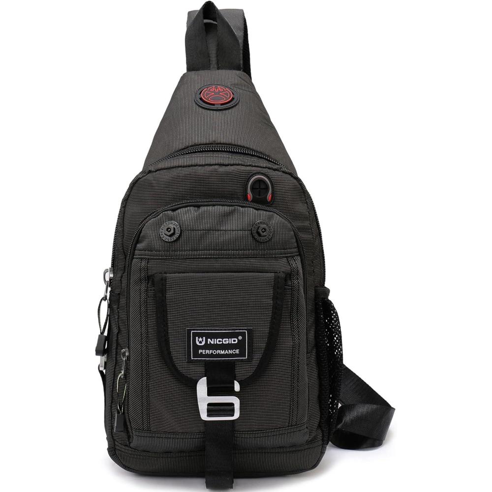 imageNICGID Sling Bag Chest Shoulder Backpack Crossbody Bags for Tablet Laptop Outdoor Hiking Men WomenBlack2664