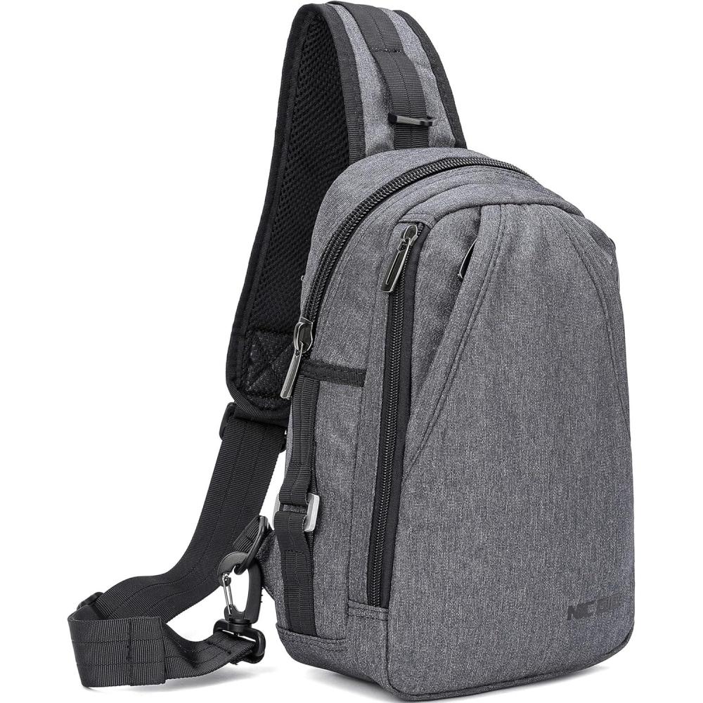 imageNICGID Sling Bag Chest Shoulder Backpack Crossbody Bags for Tablet Laptop Outdoor Hiking Men WomenGrey010