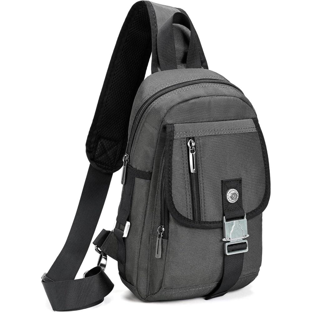 imageNICGID Sling Bag Chest Shoulder Backpack Crossbody Bags for Tablet Laptop Outdoor Hiking Men WomenGrey016