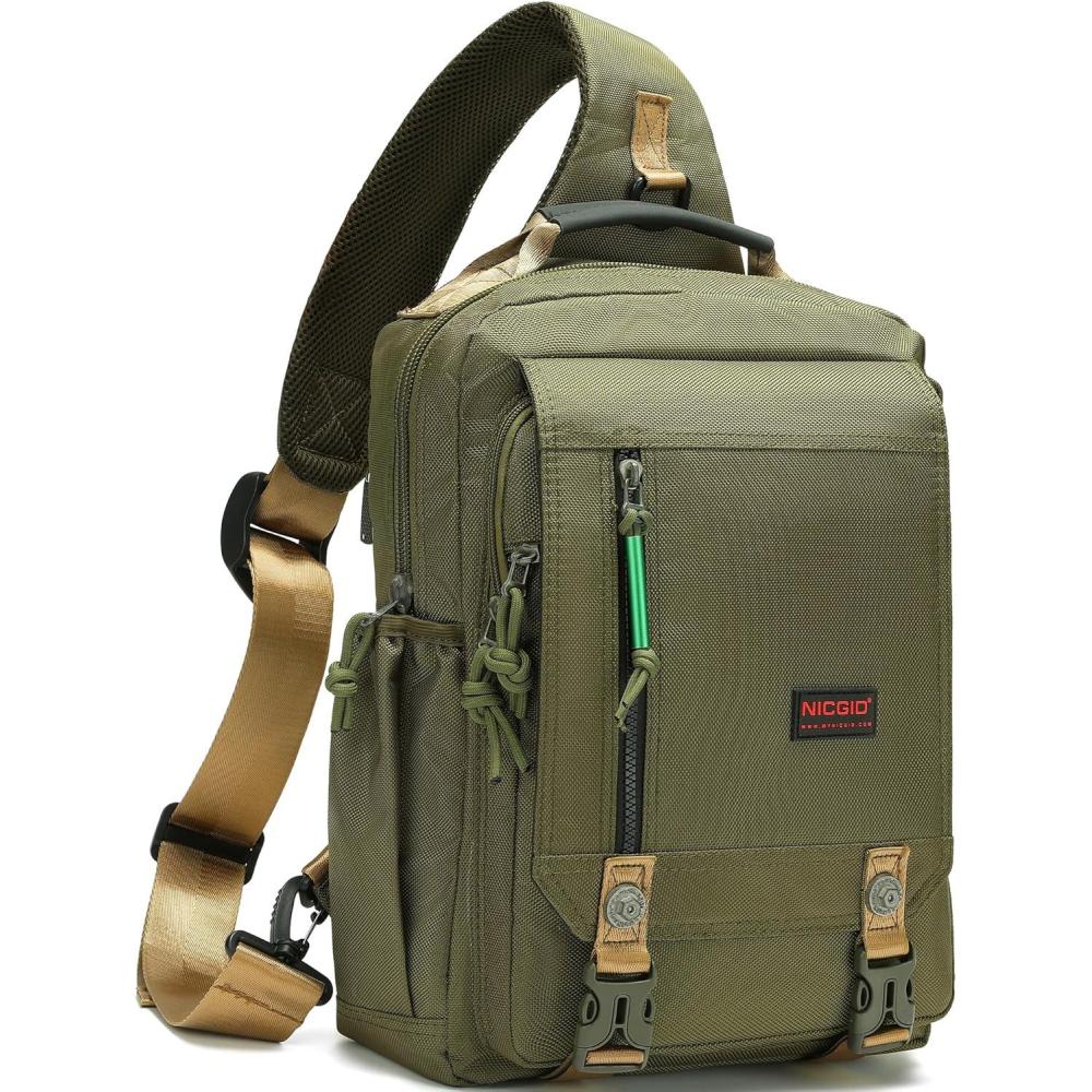 imageNICGID Sling Bags Chest Shoulder Backpacks 125 133 141 156Laptop Backpack Crossbody Messenger Bag Travel OutdoorArmy Green