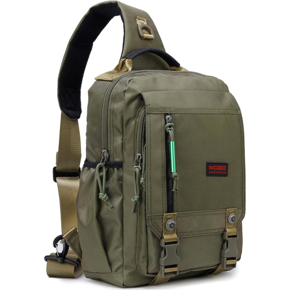 imageNICGID Sling Bags Chest Shoulder Backpacks 125 133 141 156Laptop Backpack Crossbody Messenger Bag Travel OutdoorArmy Greennylon