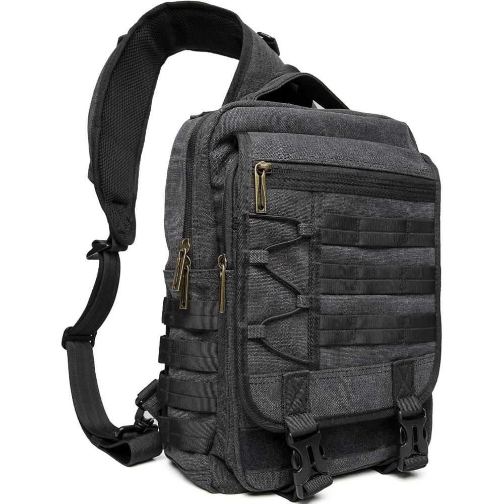 imageNICGID Sling Bags Chest Shoulder Backpacks 125 133 141 156Laptop Backpack Crossbody Messenger Bag Travel OutdoorBlackcanvas