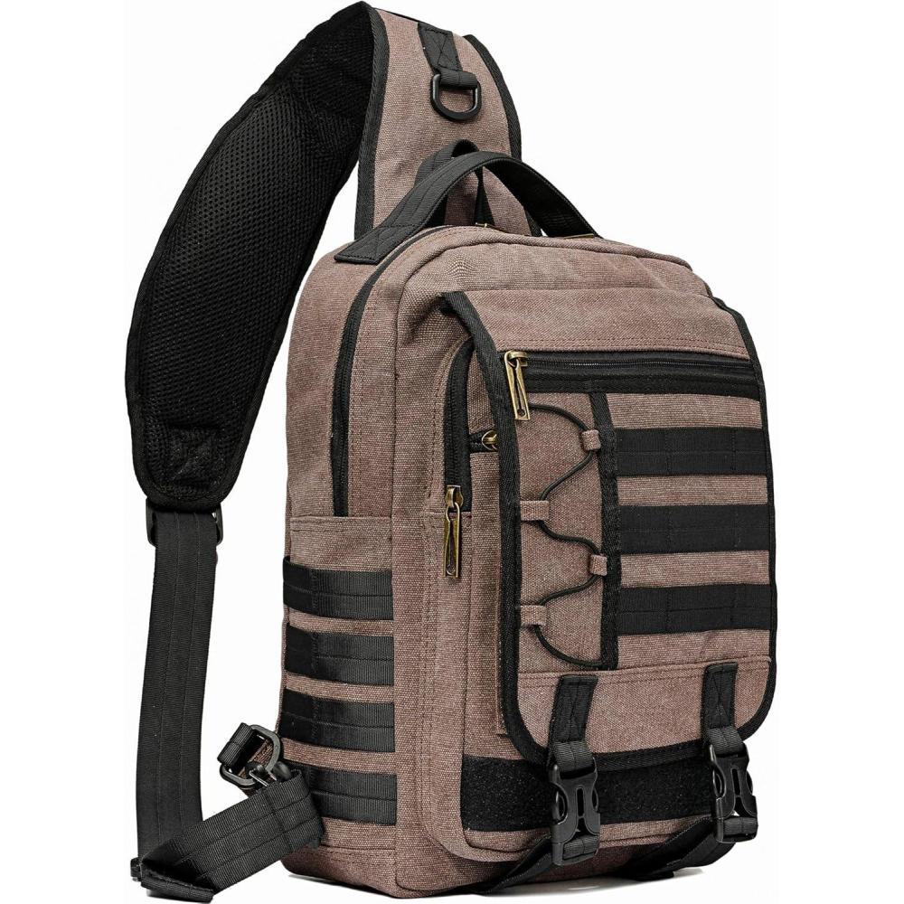 imageNICGID Sling Bags Chest Shoulder Backpacks 125 133 141 156Laptop Backpack Crossbody Messenger Bag Travel OutdoorCoffeecanvas