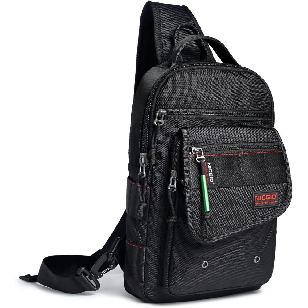 imageNICGID Sling Bags Chest Shoulder Backpacks Crossbody Purse Outdoor Chest Bag Travel Backpack for Men WomenBlack385