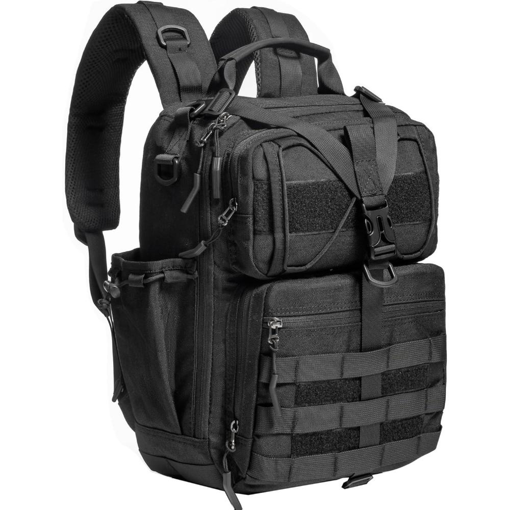 imageNICGID Tactical Military Backpack Daypack Molle Army Assault Pack Bug Out Bag Travel Fishing Hiking Trekking RucksackBlack059