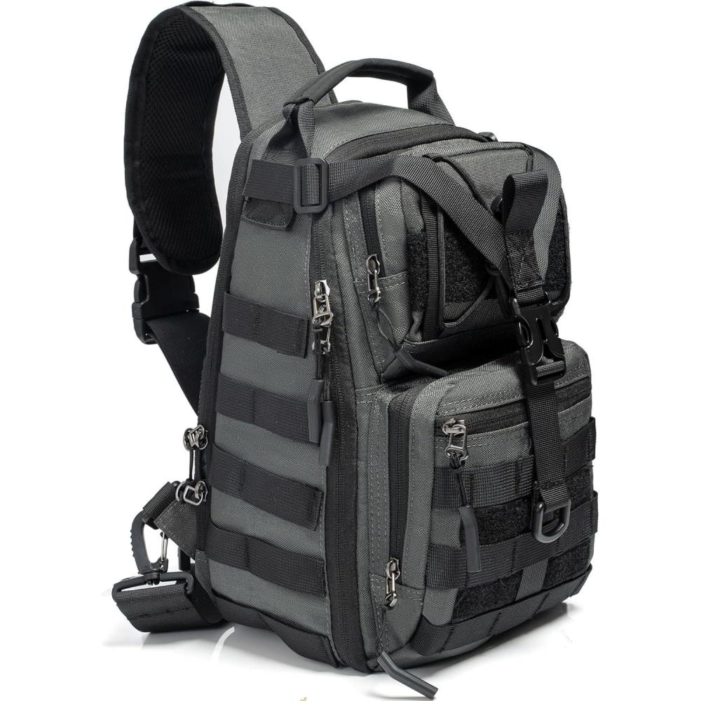 imageNICGID Tactical Military Backpack Daypack Molle Army Assault Pack Bug Out Bag Travel Fishing Hiking Trekking RucksackGrey057
