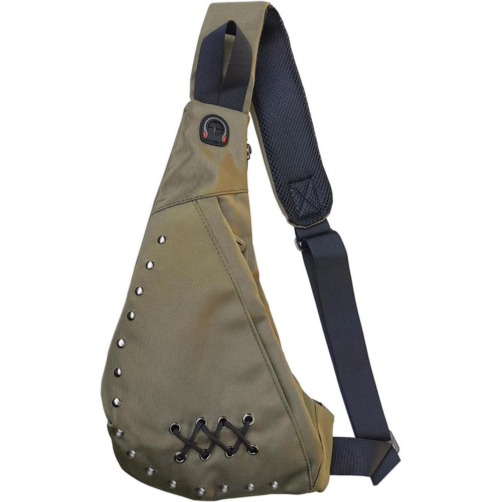 imageNylon Sling Chest Bag Daypack Bicycle Travel Gym BackpackS3 Army Green