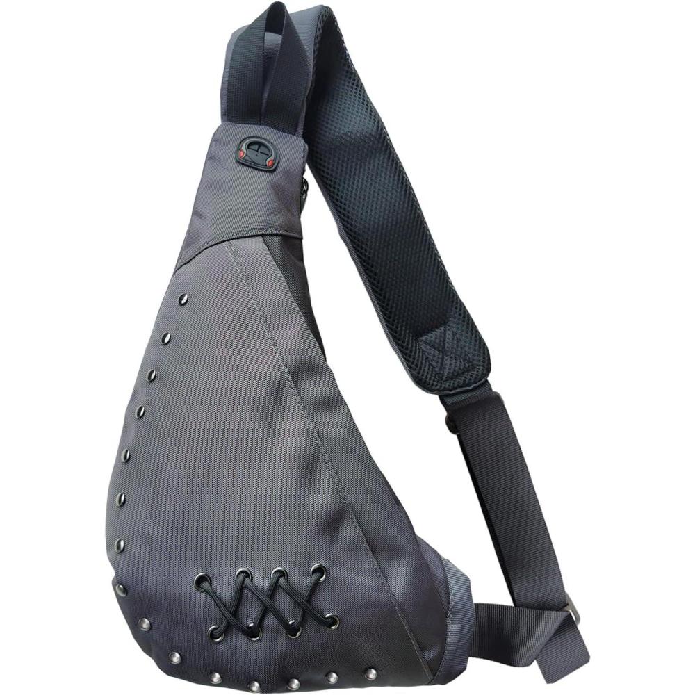 imageNylon Sling Chest Bag Daypack Bicycle Travel Gym BackpackS3 Gray