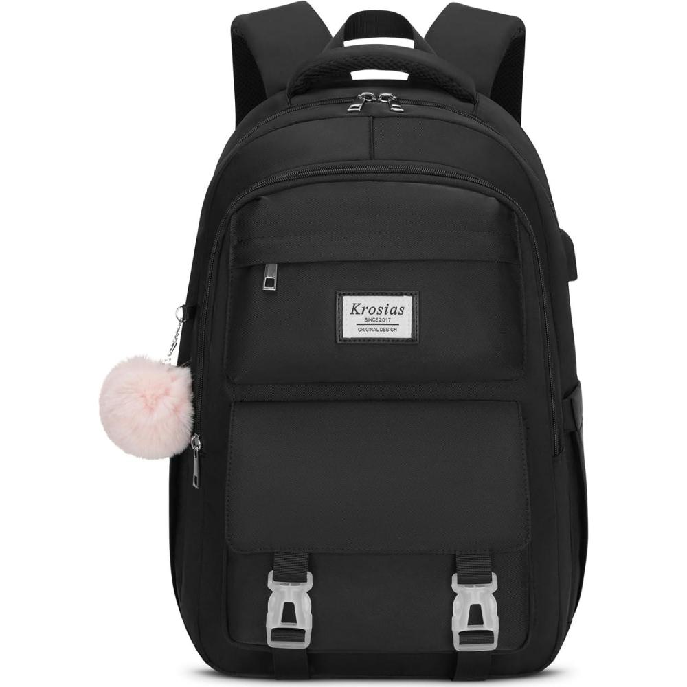imageSchool Backpack for Girls Teens Cute Aesthetic College Backpacks Large 156 Inch Laptop Bag Preppy Bookbag for Women Students Travel Khaki BeigeBlack