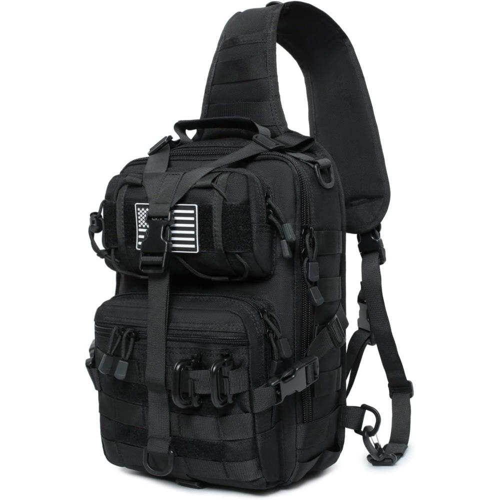 imageTactical Sling Bag Backpack Military Rover Shoulder Sling Pack EDC Molle Assault Range Bag Crossbody Chest Pack CoyoteBlack
