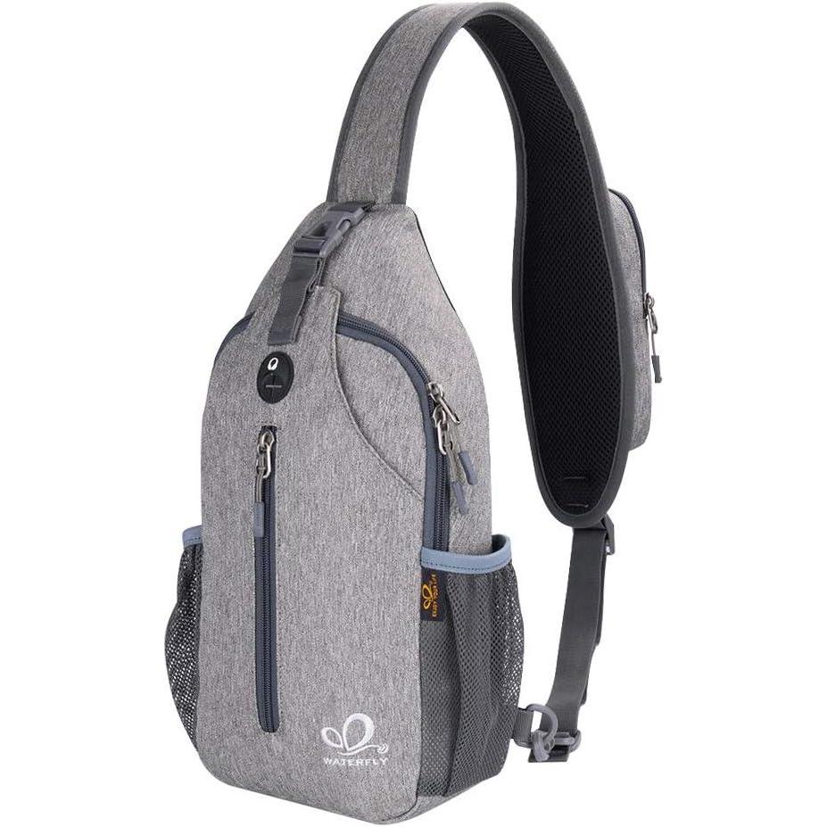 imageWATERFLY Crossbody Sling Backpack Sling Bag Travel Hiking Chest Bag DaypackGray