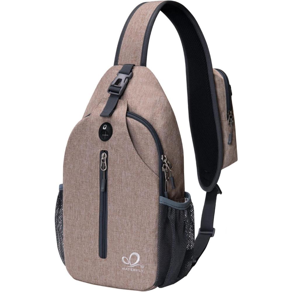 imageWATERFLY Crossbody Sling Backpack Sling Bag Travel Hiking Chest Bag DaypackKhaki