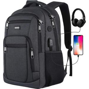 Backpack for Men and Women, School Backpacks for Teens Boys, 15.6 inch Computer Laptop Bag Waterproof College Back Pack with Charger for Work Business Travel (Black)