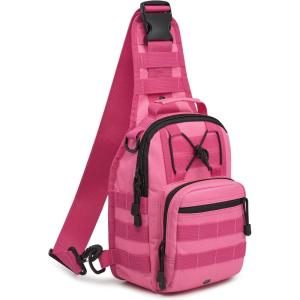 imageG4Free Outdoor Tactical Bag Backpack Military Sport Bag Pack Sling Shoulder Backpack Tactical Bag for Every Day CarryRose Red