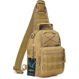 G4Free Outdoor Tactical Bag Backpack, Military Sport Bag Pack Sling Shoulder Backpack Tactical Bag for Every Day Carry(Tan)