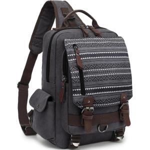 imageLeaper Retro Crossbody Bag Sling Bag Canvas Messenger Bag for Men Women Shoulder Bag Crossbody Handbags Satchel Travel BagBrownish Blackjh