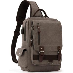 Leaper Retro Crossbody Bag Sling Bag Canvas Messenger Bag for Men Women Shoulder Bag Crossbody Handbags Satchel Travel Bag(Brownish Green)