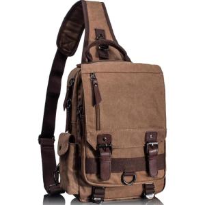 Leaper Retro Crossbody Bag Sling Bag Canvas Messenger Bag for Men Women Shoulder Bag Crossbody Handbags Satchel Travel Bag(Coffee)