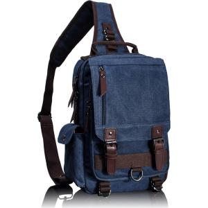 Leaper Retro Crossbody Bag Sling Bag Canvas Messenger Bag for Men Women Shoulder Bag Crossbody Handbags Satchel Travel Bag(Dark Blue 1)