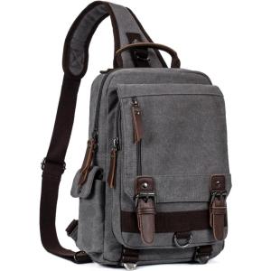 Leaper Retro Crossbody Bag Sling Bag Canvas Messenger Bag for Men Women Shoulder Bag Crossbody Handbags Satchel Travel Bag(Gray)