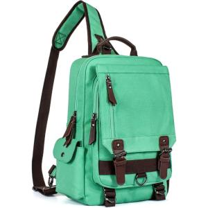 Leaper Retro Crossbody Bag Sling Bag Canvas Messenger Bag for Men Women Shoulder Bag Crossbody Handbags Satchel Travel Bag(Green)