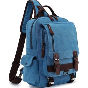 Leaper Retro Crossbody Bag Sling Bag Canvas Messenger Bag for Men Women Shoulder Bag Crossbody Handbags Satchel Travel Bag(Sky Blue 1)