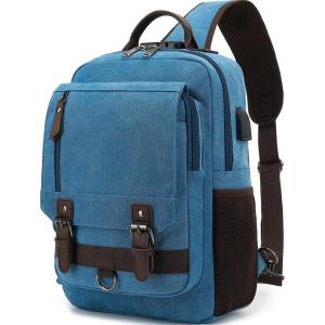 imageLeaper Retro Crossbody Bag Sling Bag Canvas Messenger Bag for Men Women Shoulder Bag Crossbody Handbags Satchel Travel BagSky Blue 2