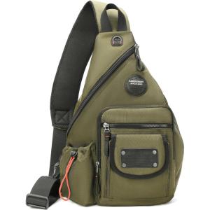 NICGID Sling Bag Backpack, 13.3” 14.1” Laptop Bag Crossbody Shoulder Chest Backpacks Travel Outdoors for Men Women(Army Green-2555)