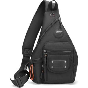 NICGID Sling Bag Backpack, 13.3” 14.1” Laptop Bag Crossbody Shoulder Chest Backpacks Travel Outdoors for Men Women(Black-2555)