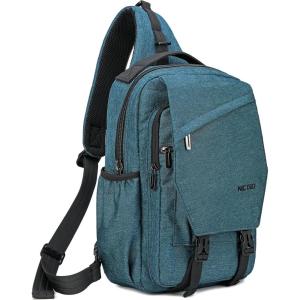NICGID Sling Bag Backpack, 13.3” 14.1” Laptop Bag Crossbody Shoulder Chest Backpacks Travel Outdoors for Men Women(Blue Green)