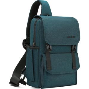 NICGID Sling Bag Backpack, 13.3” 14.1” Laptop Bag Crossbody Shoulder Chest Backpacks Travel Outdoors for Men Women(Blue Green-036)