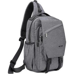 NICGID Sling Bag Backpack, 13.3” 14.1” Laptop Bag Crossbody Shoulder Chest Backpacks Travel Outdoors for Men Women(Grey)