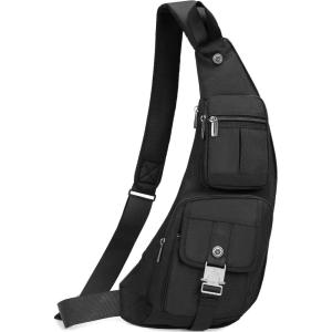 NICGID Sling Bag Chest Shoulder Backpack Crossbody Bags Casual Daypack for Men Women(Black-013)