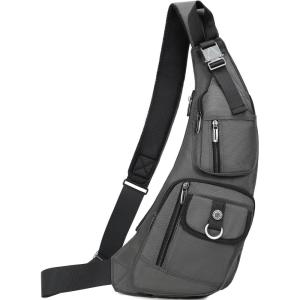 NICGID Sling Bag Chest Shoulder Backpack Crossbody Bags Casual Daypack for Men Women(Grey-014)