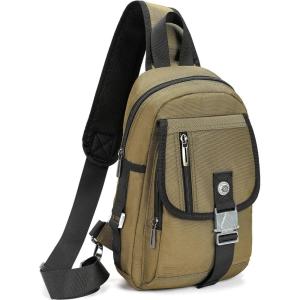 NICGID Sling Bag Chest Shoulder Backpack Crossbody Bags for Tablet Laptop Outdoor Hiking Men Women(Army Green-016)