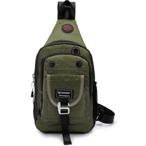 NICGID Sling Bag Chest Shoulder Backpack Crossbody Bags for Tablet Laptop Outdoor Hiking Men Women(Army Green-2664)